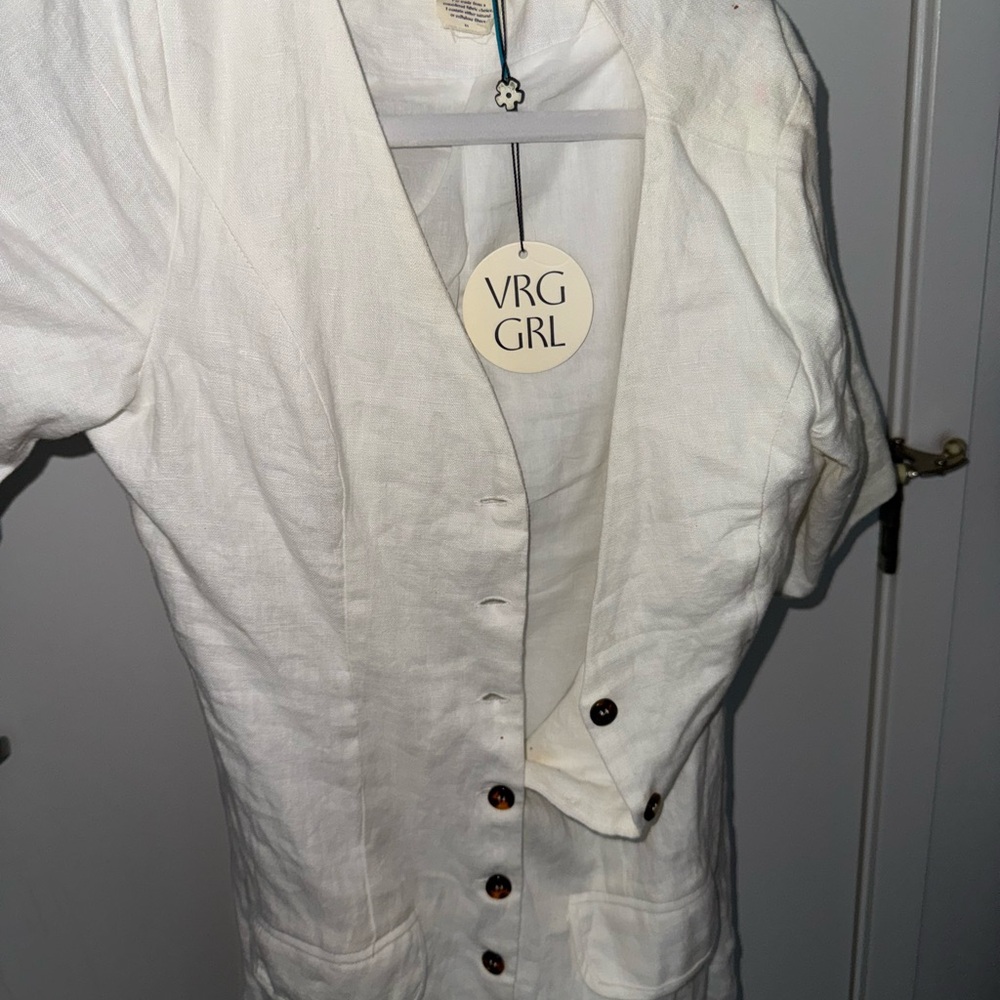 VRG Girl White Linen Dress